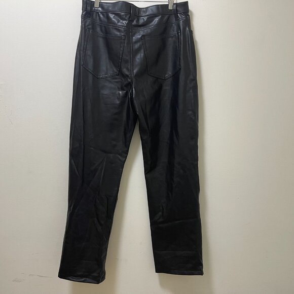 Abercrombie & Fitch 90s Straight Ultra High Rise Vegan Leather Pant sz 32 - Picture 11 of 15